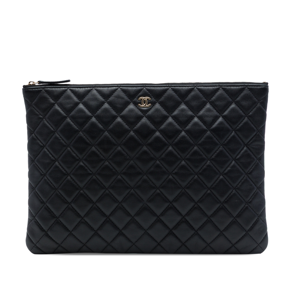 Pre-Loved Chanel Large Quilted Lambskin O Case Clutch